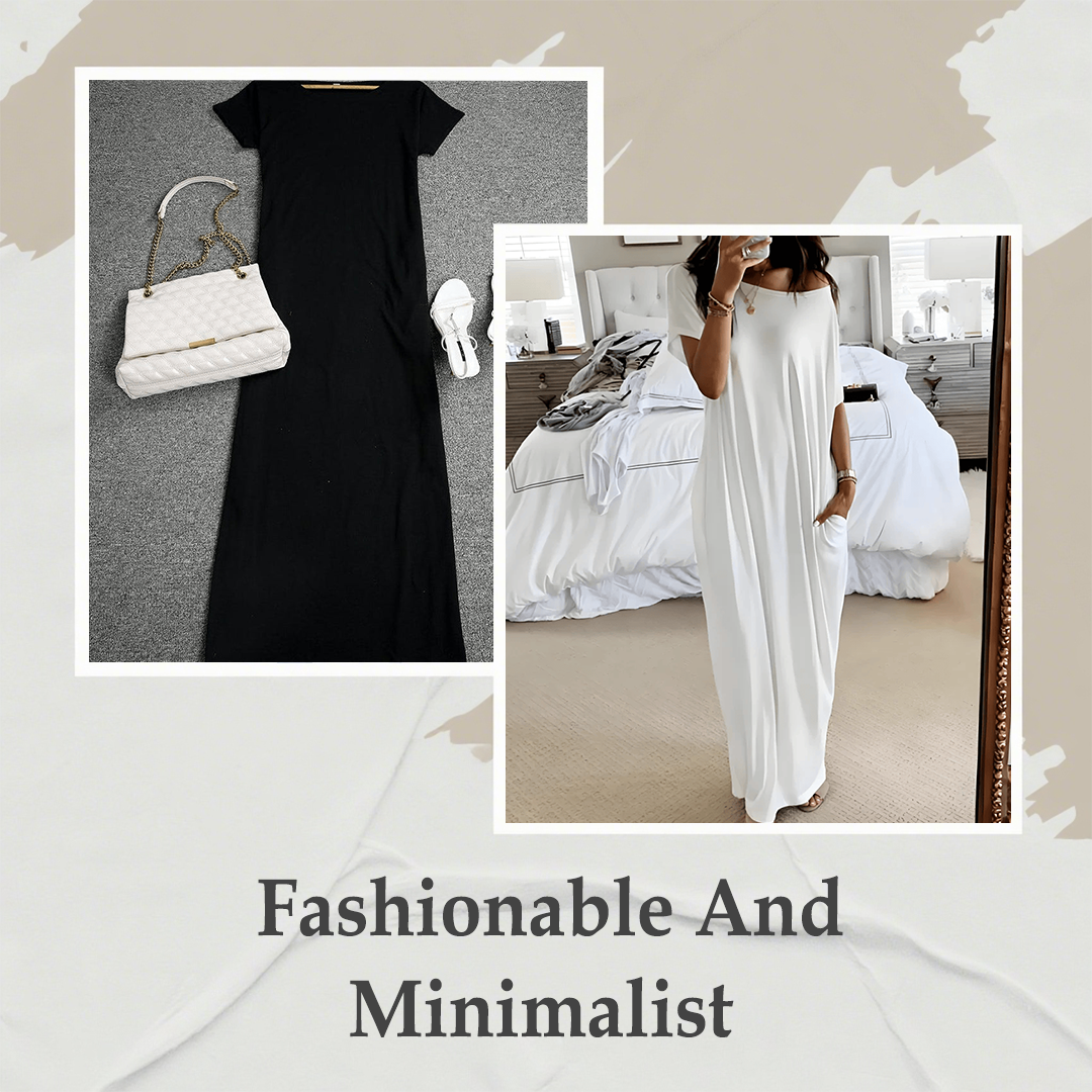Sommerleichtes V-Ausschnitt Kleid für Damen | Luftiges Freizeitkleid mit Taschen | Atmungsaktives, knitterfreies Sommerkleid