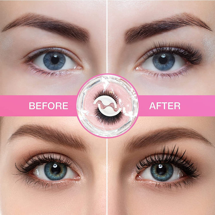 Selbstklebende Wimpern zum Auftragen ohne Kleber | Natürliches Finish in Sekunden | Wiederverwendbar &amp; waschbar, inkl. Ersatz-Klebestreifen