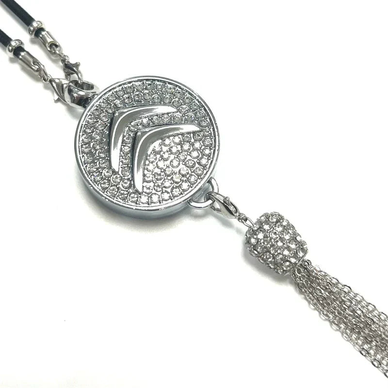 Ciondolo per specchietto retrovisore auto con cristallo | Lega di zinco e strass | Decorazione scintillante con ciondolo profumato, idea regalo
