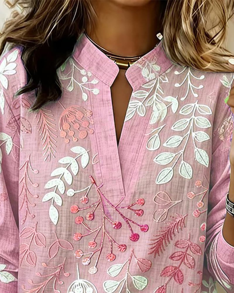 Damen Bluse mit Blumenmuster | Luftige Sommerbluse mit V-Ausschnitt &amp; lockerem Schnitt für Alltag, Freizeit &amp; Urlaub