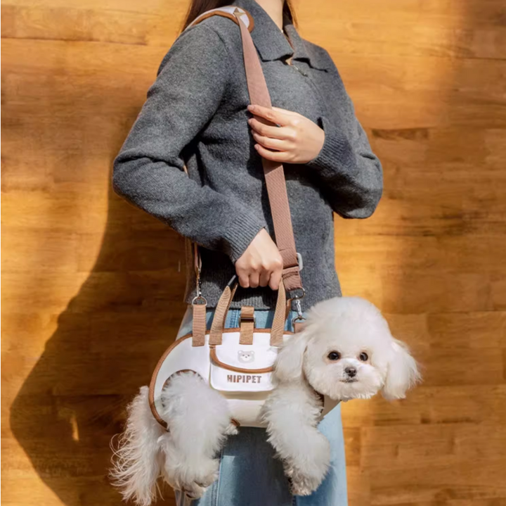 Pet carrier bag with horizontal lying position | AirMesh breathable &amp; lightweight | Crossbody/shoulder/pull | S–XL