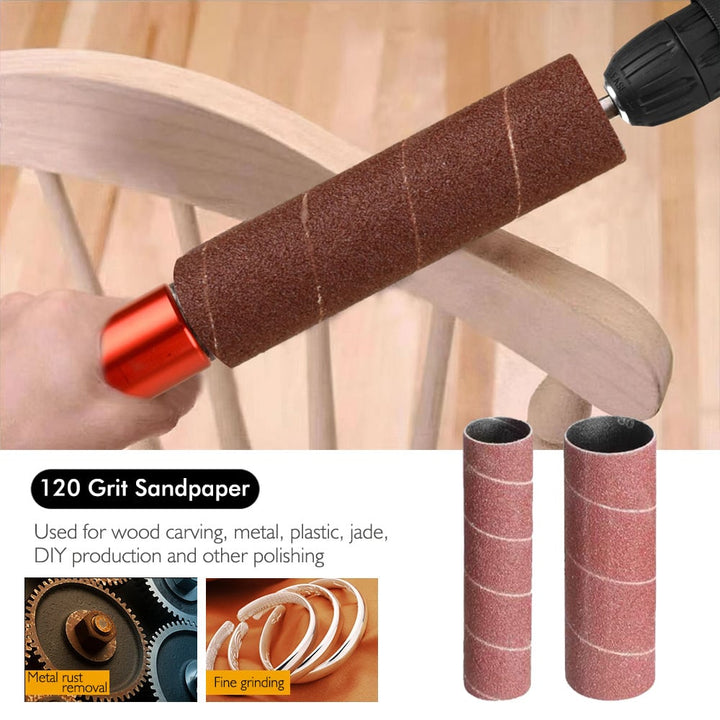 Spindle sander adapter for rotary tools | for wood, metal, plastic &amp; glass | includes 10 sanding sleeves + mounting wrench