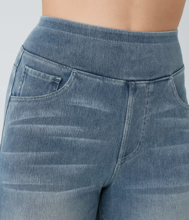 Damen Jeans High Waist Wide Leg | Vier-Wege-Stretch &amp; ohne Reißverschluss | Bequem, formend &amp; mit Taschen, XS–5XL
