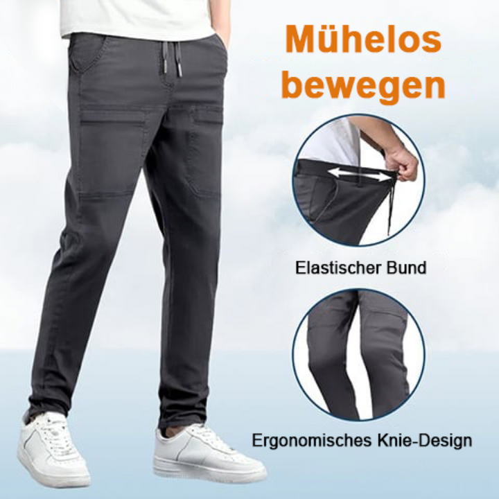 Herren Cargo-Hose mit 6 Taschen | Hochelastisch, wasserabweisend &amp; schnelltrocknend | Knitterarm, formstabil | S–4XL