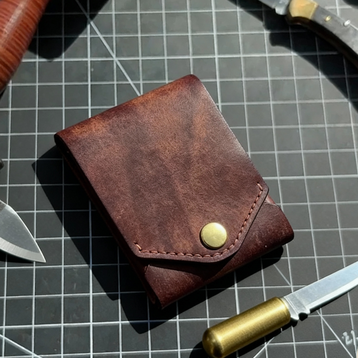 Vintage Geldbörse mit 12 Kartenfächern &amp; Stiftehalter | Kompakte PU-Leder Geldbörse | Schlank, übersichtlich &amp; stilvoll