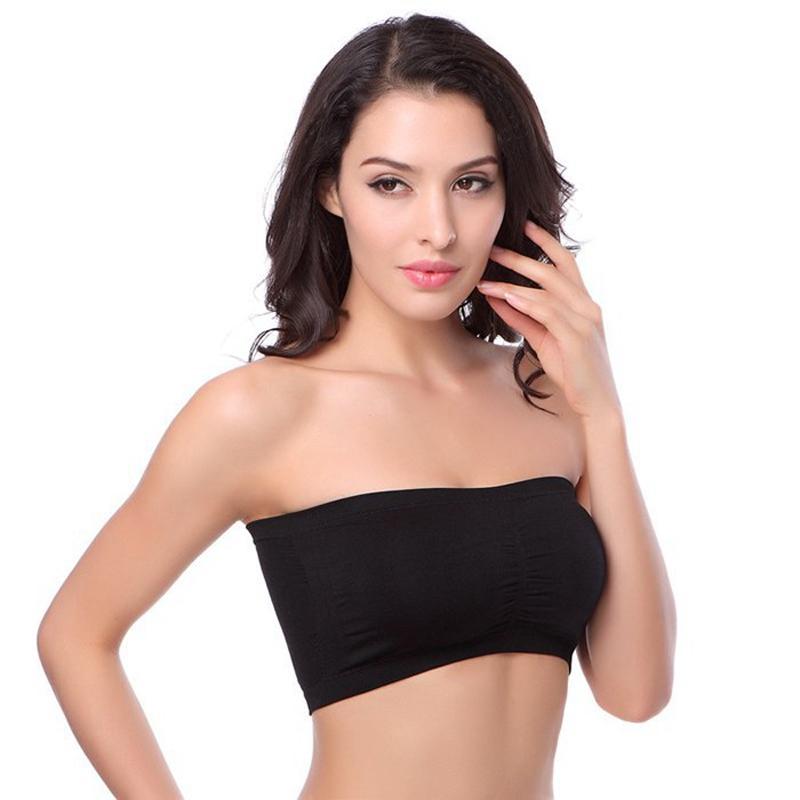 Trägerloser Bandeau-BH nahtlos &amp; rutschfest | Drahtlos, ultra dehnbar &amp; atmungsaktiv | Glättet Rücken/Seiten | Nylon