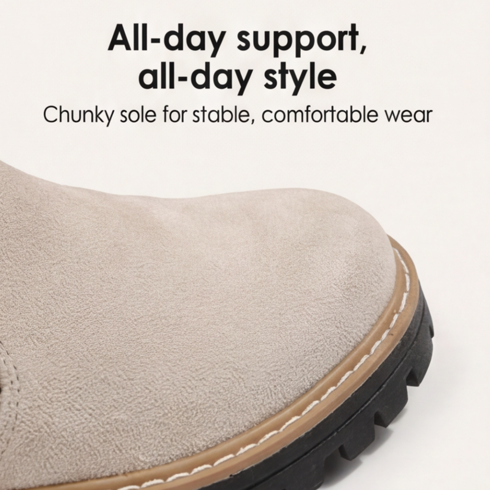 Damen Chelsea-Stiefeletten | Breite Zehenbox, seitlicher Reißverschluss und stabiler 4-cm-Blockabsatz