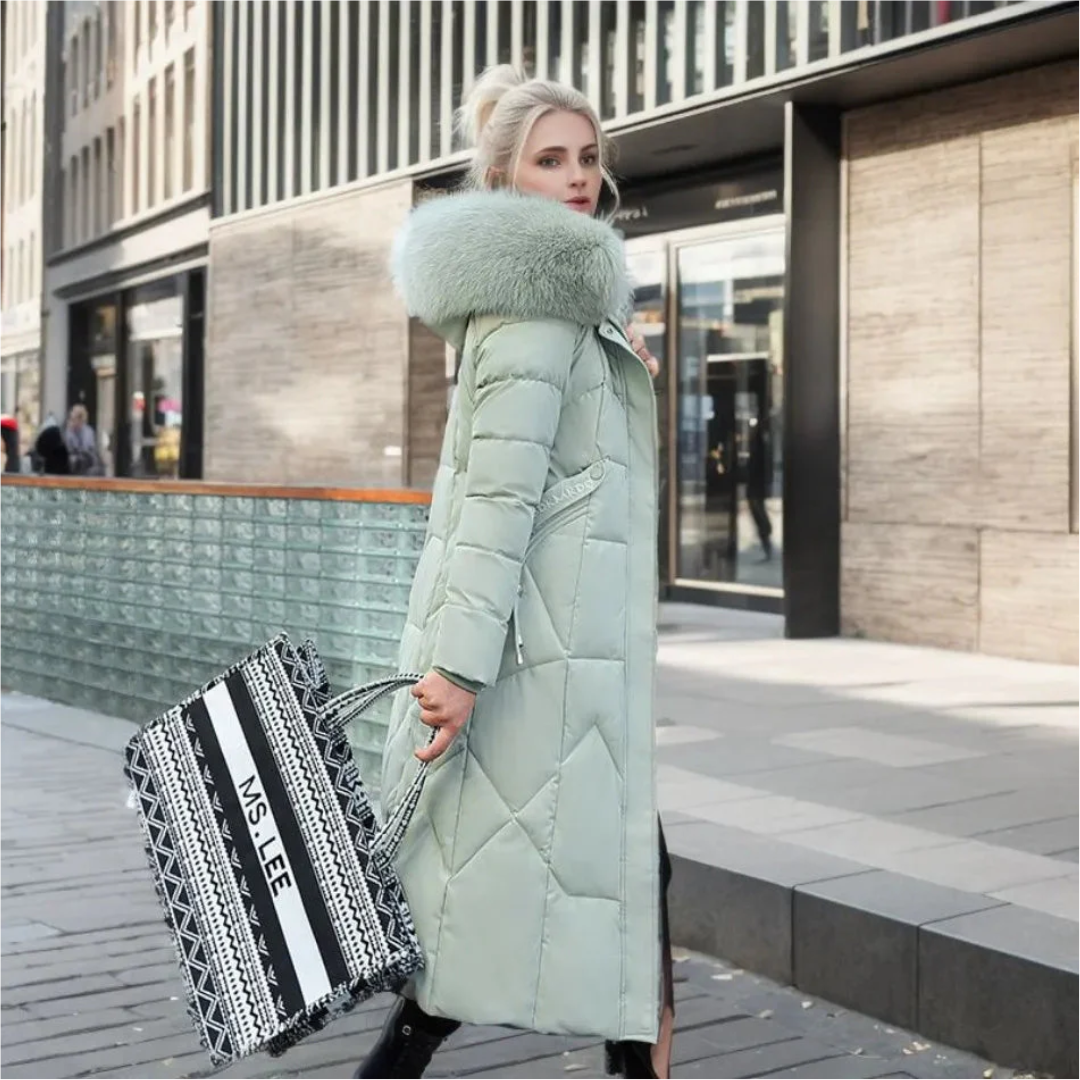 Damen Winterparka lang mit Kapuze | Warm gefütterte Parka Jacke mit verstellbarer Kapuze und großen Taschen für kalte Tage