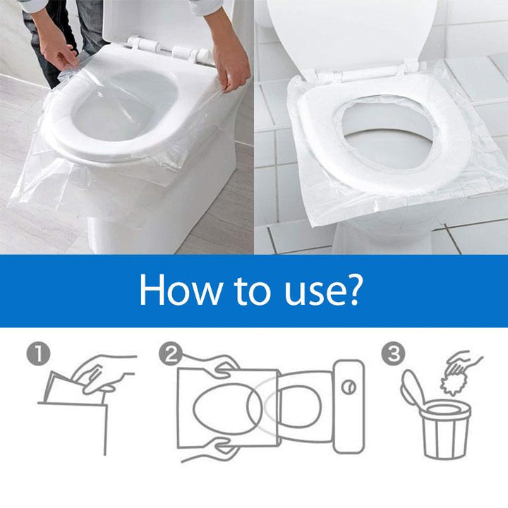 Toilet seat covers for travel (50 pieces) | Universal fit 40×48 cm | Foldable, non-slip &amp; hygienic barrier