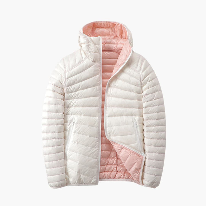 Damen Wende-Steppjacke mit Kapuze | Wendbare Übergangsjacke mit Reißverschluss und Seitentaschen für vielseitige Looks