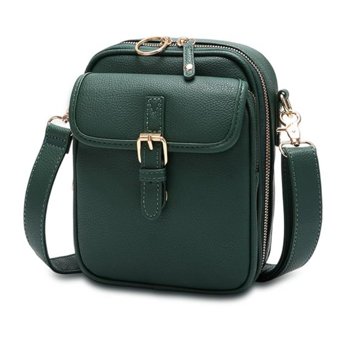 Damen Crossbody-Tasche mit Kartenfächern | Kleine Umhängetasche mit 2 Hauptfächern, Reißverschluss &amp; verstellbarem Gurt