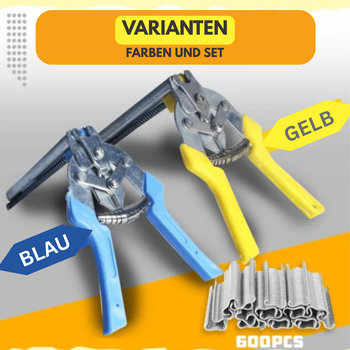 Nagelringzange mit 600 Clips | Käfigzange aus 65Mn-Stahl | Ergonomisches Werkzeug für Draht- &amp; Zaunmontage