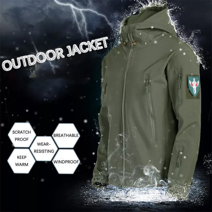 Herren Softshelljacke | Winddichte, wasserabweisende Outdoorjacke mit Kapuze, Fleecefutter und verstellbaren Bündchen