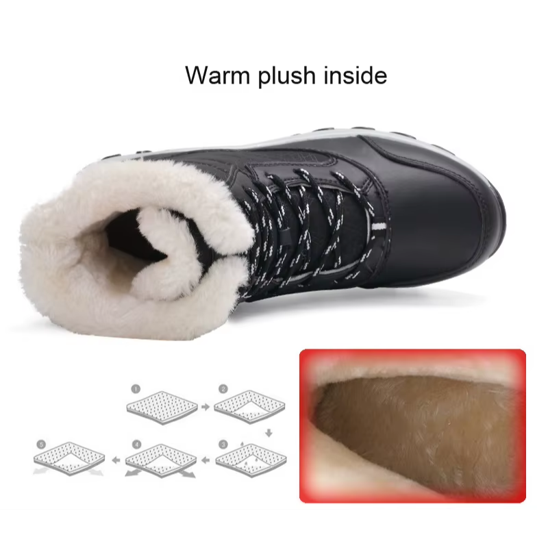 Damen Winterstiefel wasserdicht und warm gefüttert | Schnürstiefel mit rutschfester Profilsohle für Schnee, Regen und kalte Tage