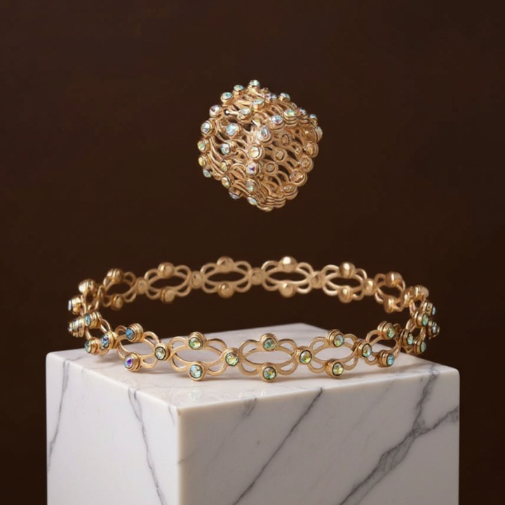 2-in-1 Ring &amp; Armband mit Zirkonia | Verstellbares Schmuckdesign für Finger &amp; Handgelenk | Kupferlegierung | Eleganter Look mit nur einem Handgriff
