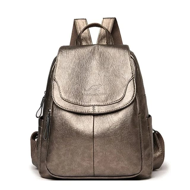 Leder Rucksack | Anti-Diebstahl mit versteckten Reißverschlüssen und 15-Zoll-Laptopfach