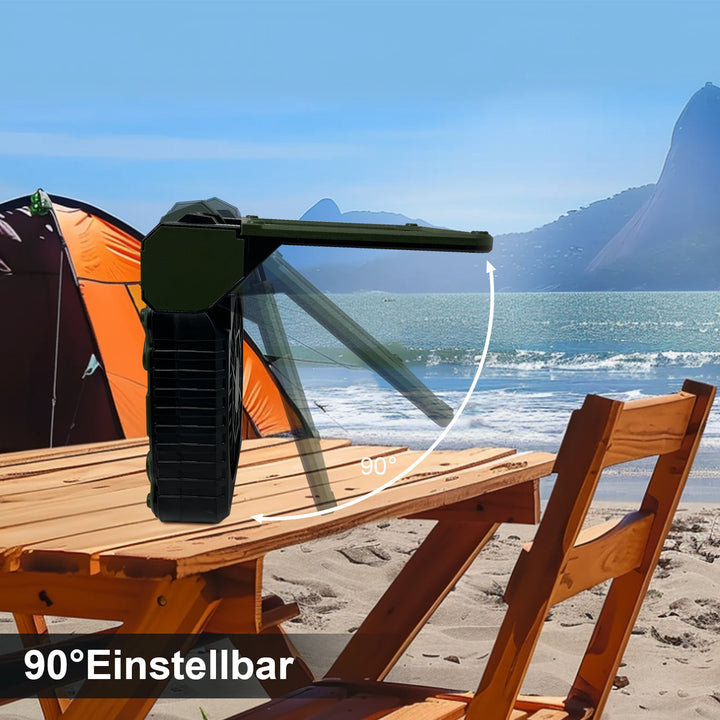 Portable solar camping fan | LED light &amp; 20800 mAh power bank | Sun breeze