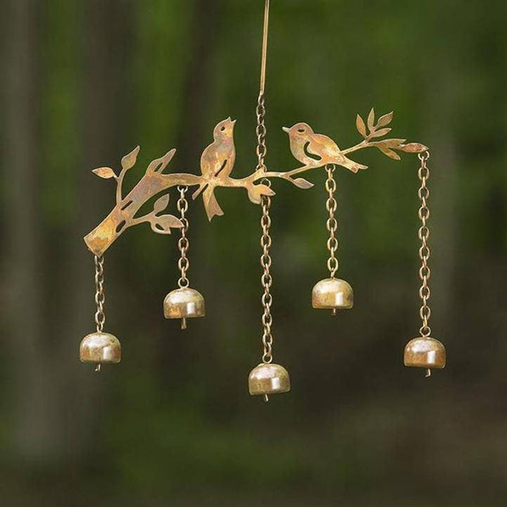 Campanello a vento con motivo uccello | Campanello in ferro fatto a mano | Decorazione per giardino, balcone e terrazza