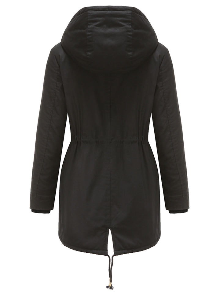 Damen Midiparka mit Kapuze | Langer Parka mit Frontreißverschluss und geradem Schnitt für Alltag, Büro und kalte Tage