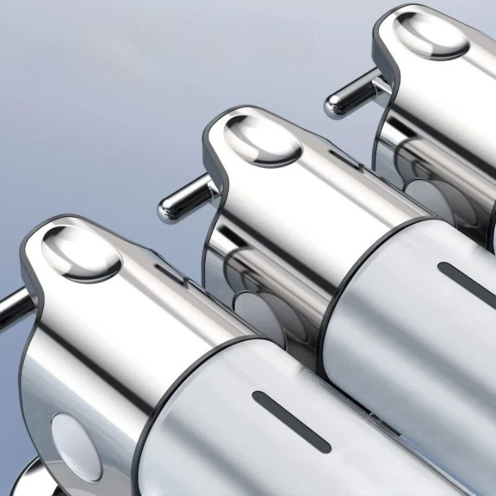 Distributore di sapone da parete | Acciaio inox e ABS | Design moderno | Salvaspazio e ricaricabile