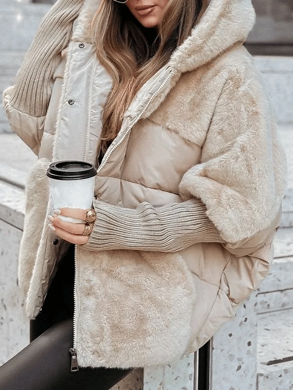 Damen Winterjacke | Lockerer Schnitt | Gefütterte Steppjacke mit Fell-Details
