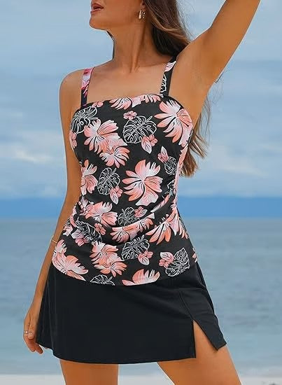 Vintage Tankini mit Bauchkontroll-High-Waist | Power-Mesh Futter &amp; figurformender Schnitt | Blickdicht, schnelltrocknend, UPF 50+