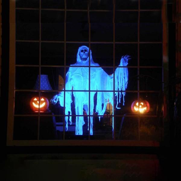 Halloween Projektor mit Leinwand &amp; Stativ | 3D Holografische LED-Projektion | Wetterfest | Für Halloween &amp; Weihnachten