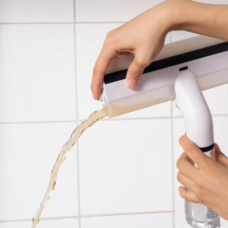 Nettoyeur de vitres 3-en-1 avec spray, raclette &amp; absorption d&