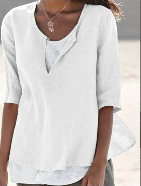 Damen Lagenbluse mit 3/4-Ärmeln | Leichte Bluse im Lagenlook | Vielseitiges Oberteil für jede Saison