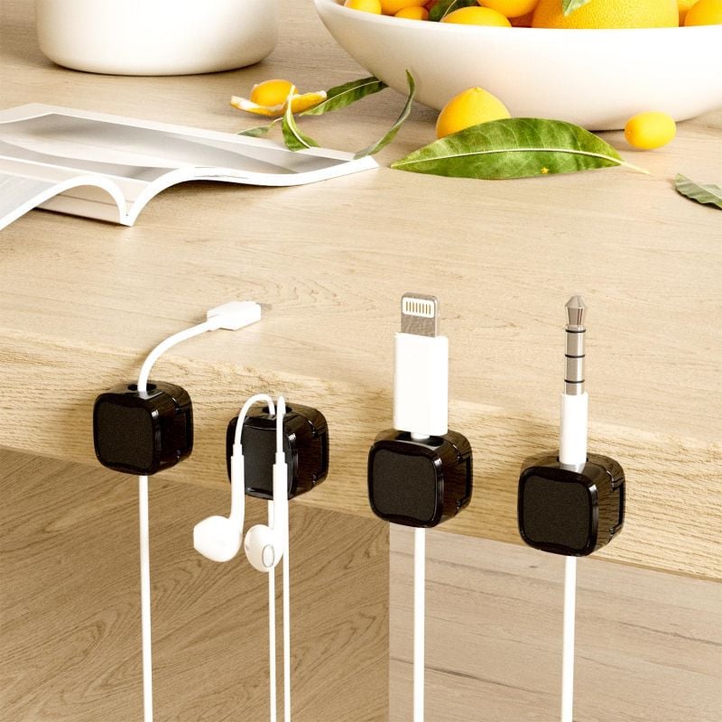 Magnetische Kabelhalter 4er-Set | Für Ladekabel, HDMI- und Stromkabel | Ordnung für Schreibtisch &amp; Wand