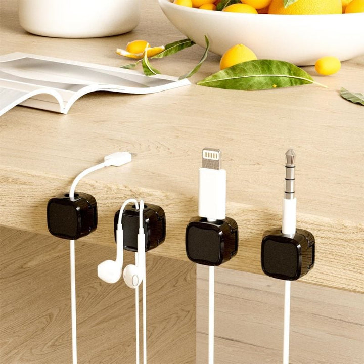 Magnetische Kabelhalter 4er-Set | Für Ladekabel, HDMI- und Stromkabel | Ordnung für Schreibtisch &amp; Wand