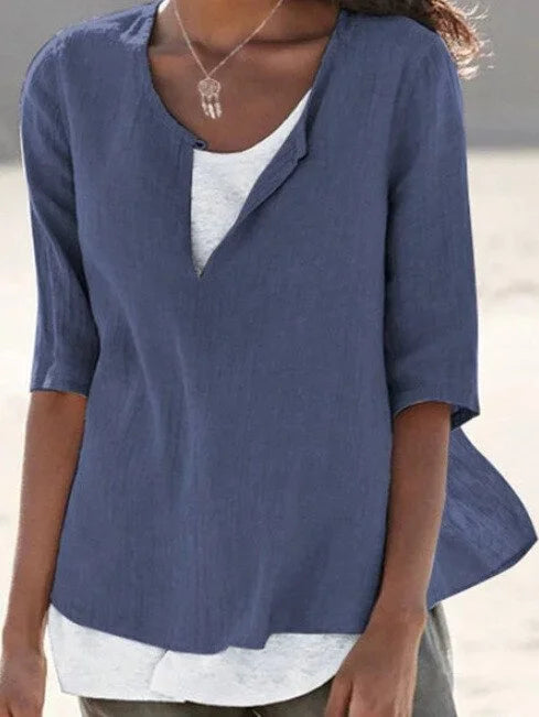 Damen Lagenbluse mit 3/4-Ärmeln | Leichte Bluse im Lagenlook | Vielseitiges Oberteil für jede Saison