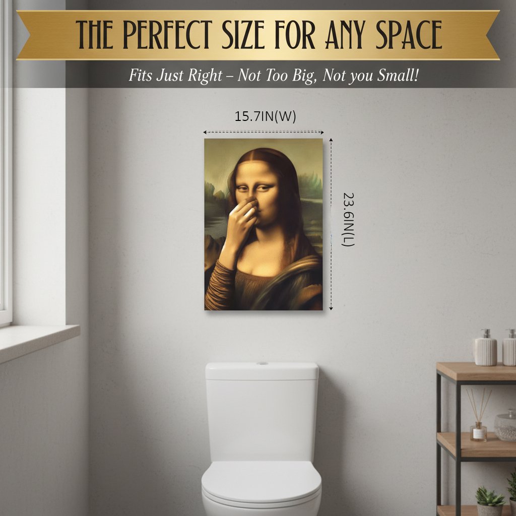 Bathroom Canvas Painting Renaissance Lady | Funny Art for Toilet &amp; Guest Toilet | Moisture Resistant | 40×60 cm