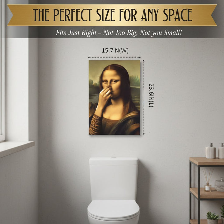 Bathroom Canvas Painting Renaissance Lady | Funny Art for Toilet &amp; Guest Toilet | Moisture Resistant | 40×60 cm