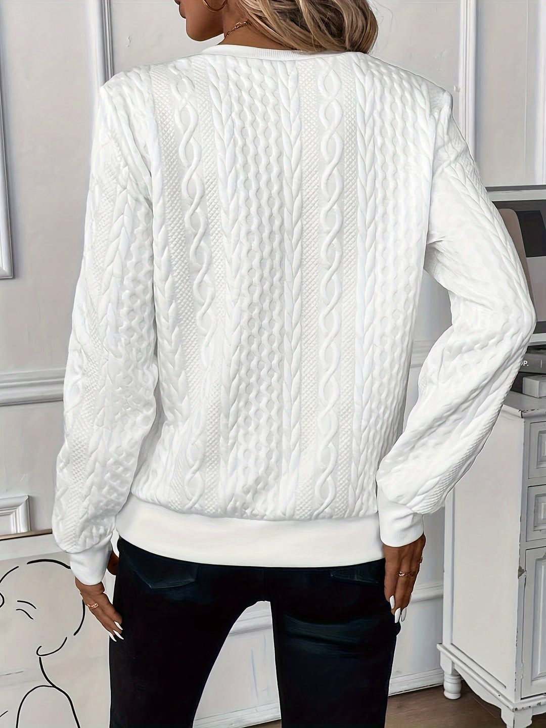 Damen Pullover mit halbem Reißverschluss | Weich &amp; warm für Herbst/Winter | Lockerer Schnitt mit Stehkragen | Farben Weiß/Schwarz/Grün