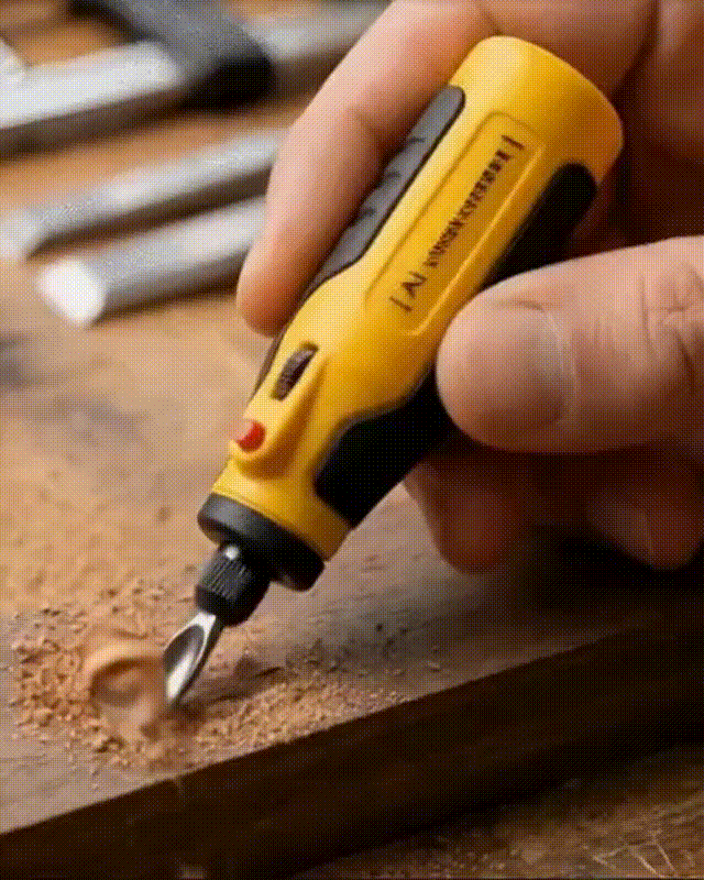 Mini Schnitzmesser elektrisch mit Akku | Gravurtool bis 12.000 U/min | Type-C | Schleif-, Polier- &amp; Bürstenaufsätze