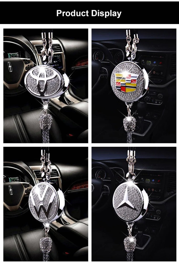 Ciondolo per specchietto retrovisore auto con cristallo | Lega di zinco e strass | Decorazione scintillante con ciondolo profumato, idea regalo