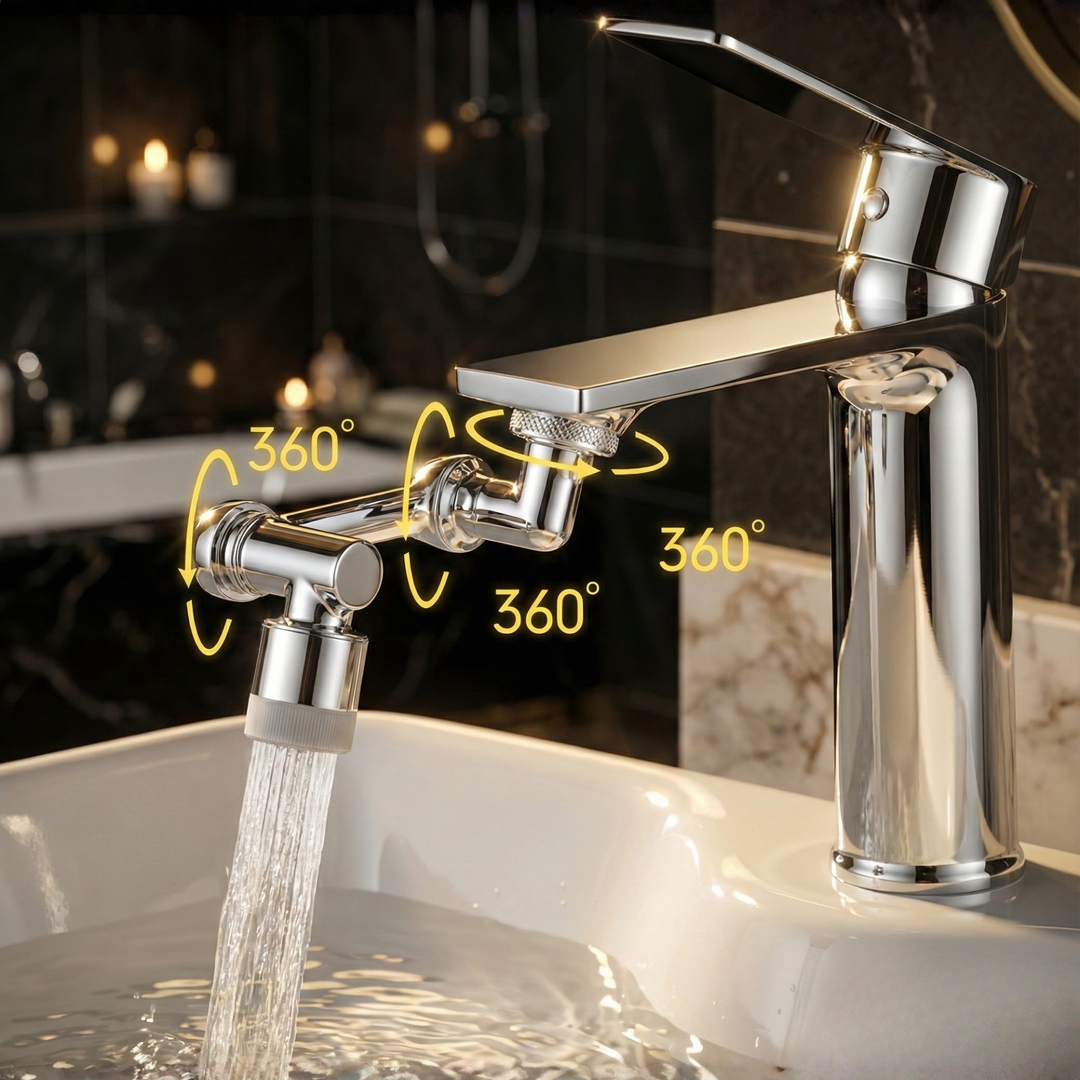 Faucet attachment 1080° rotatable for sink – HydroTwist | 2 spray modes, splash-free | Tool-free installation in 30 seconds