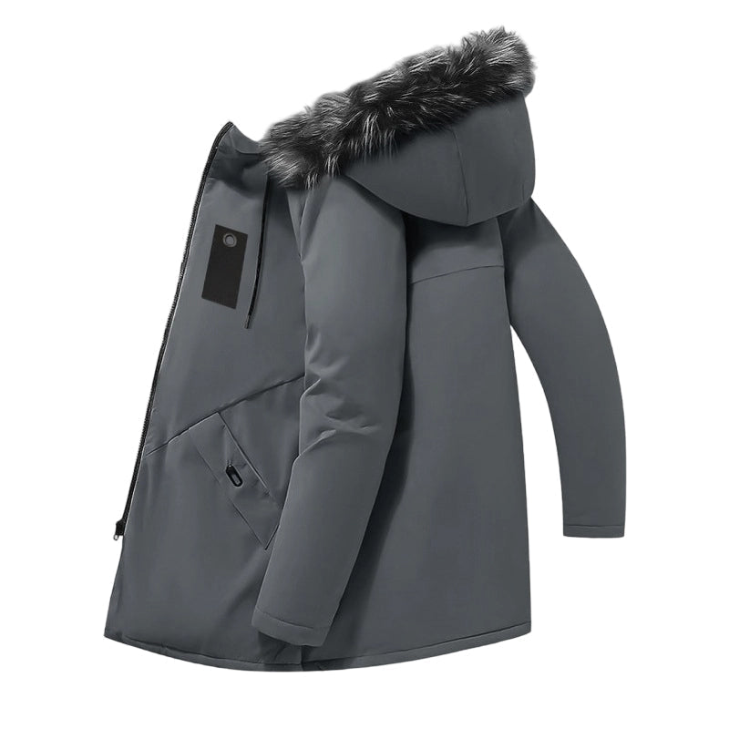 Herren Winterjacke | Thermojacke mit wattiertem Innenfutter, abnehmbarer Kapuze und wetterbeständiger Außenschicht