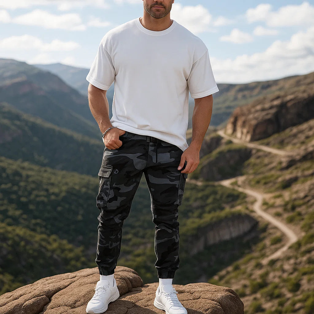 Herren Cargohose mit flexiblem Bund | Robuster Nylon-Baumwoll-Mix | Viele Taschen für Alltag &amp; Outdoor | Gerade Passform S–3XL