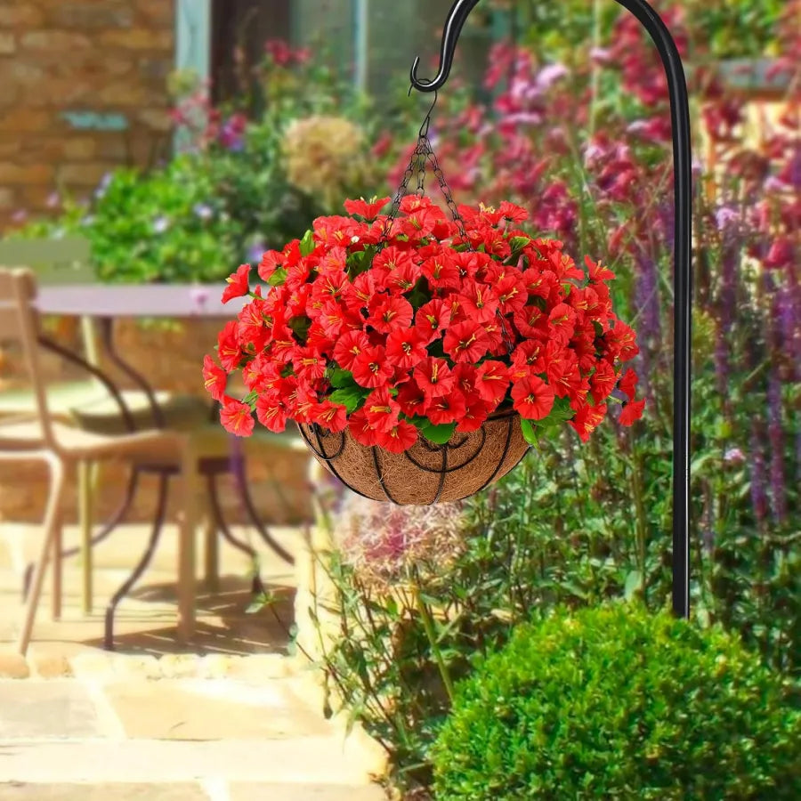 Artificial hanging flowers in basket made of silk &amp; plastic | UV &amp; weather resistant for indoor/outdoor | 7 colors, permanently fresh