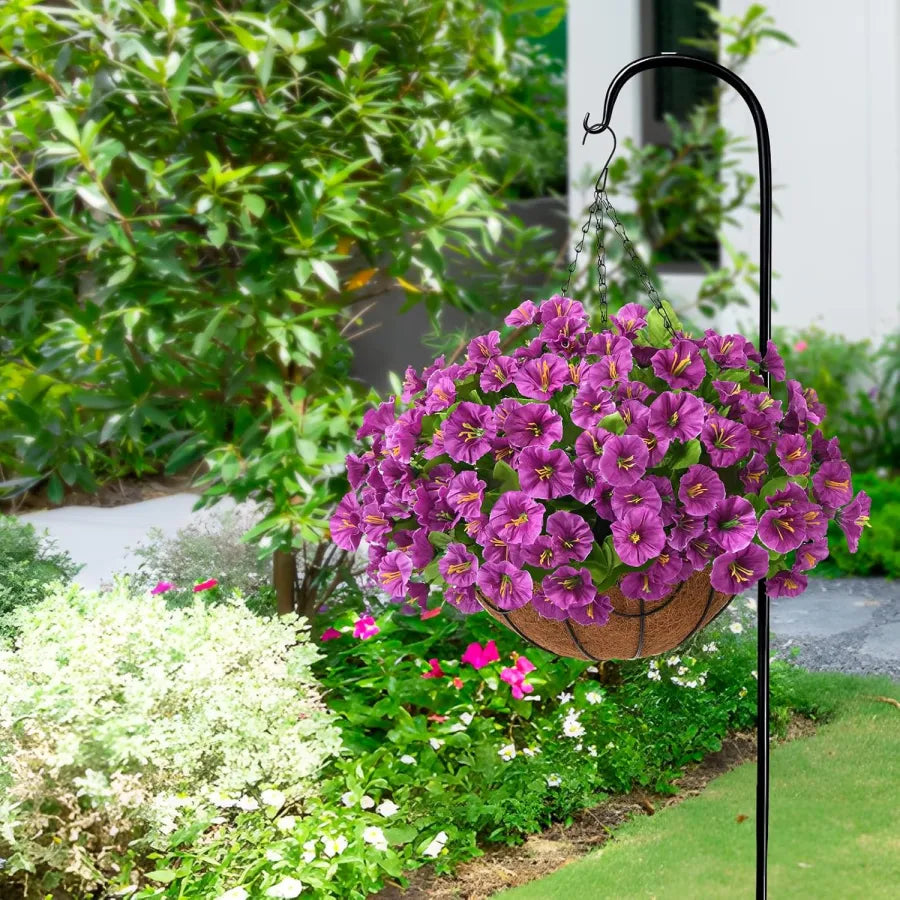 Artificial hanging flowers in basket made of silk &amp; plastic | UV &amp; weather resistant for indoor/outdoor | 7 colors, permanently fresh