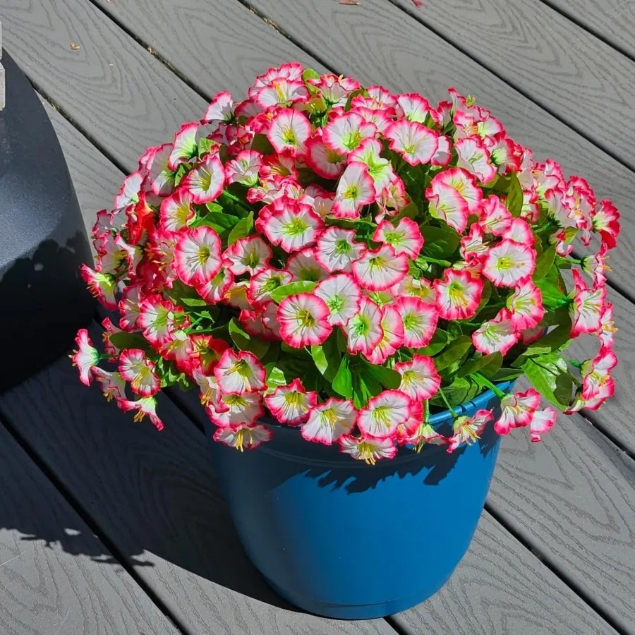 Artificial hanging flowers in basket made of silk &amp; plastic | UV &amp; weather resistant for indoor/outdoor | 7 colors, permanently fresh