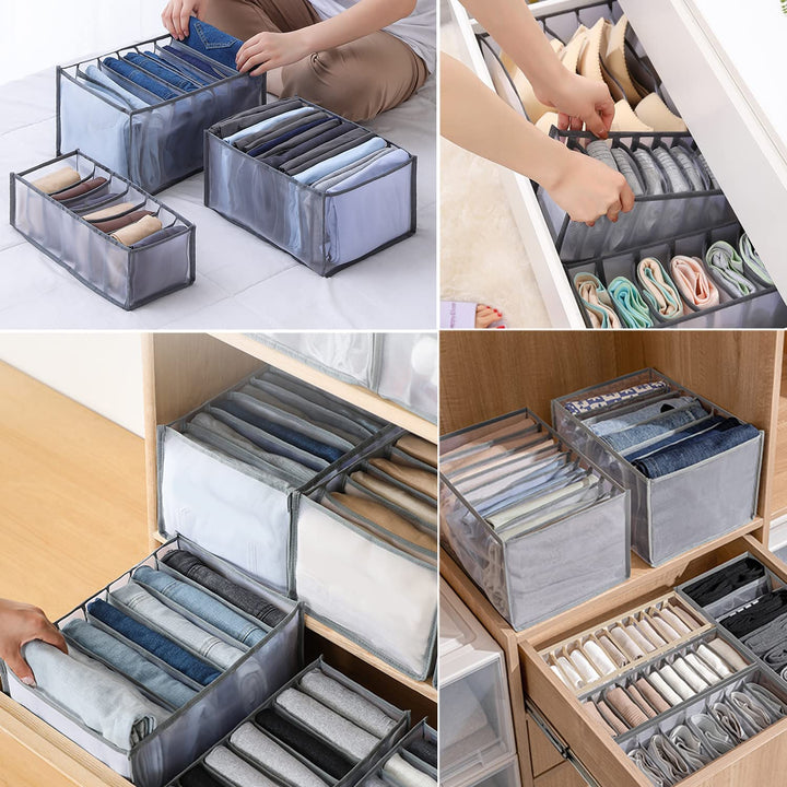Kleiderschrank-Organizer Set | Faltenfrei &amp; übersichtlich sortieren | Für Socken, Shirts &amp; Hosen | Nylon/Oxford, 3 Größen