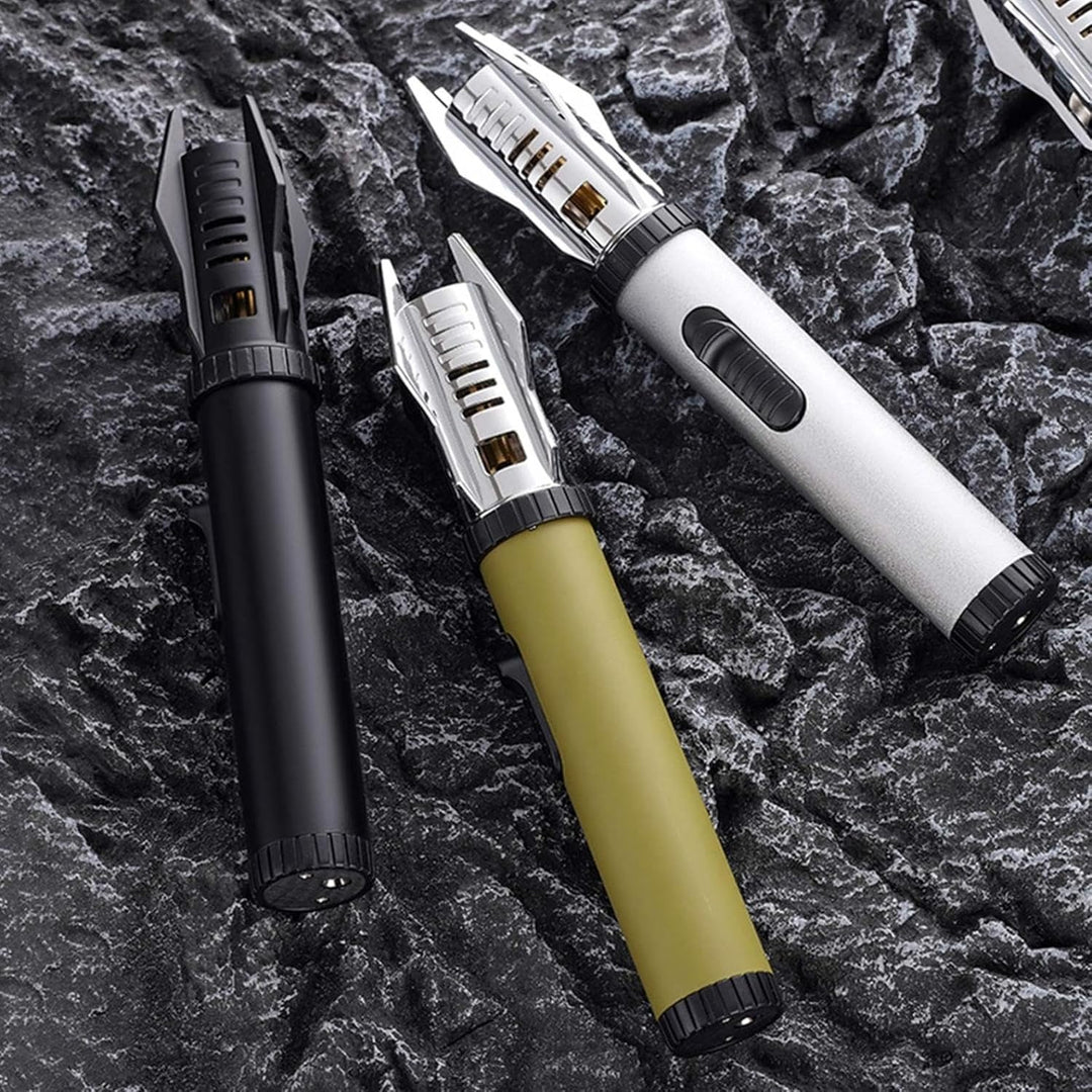 Winddichtes Jet-Sturmfeuerzeug | Einstellbare Flamme für Outdoor &amp; Grill | Nachfüllbar mit Butangas, kompakt, robust