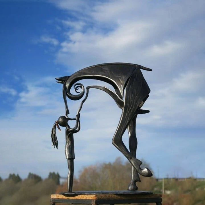 Scultura di cavallo in metallo per giardino | fatta a mano e resistente alle intemperie | rivestimento antiruggine