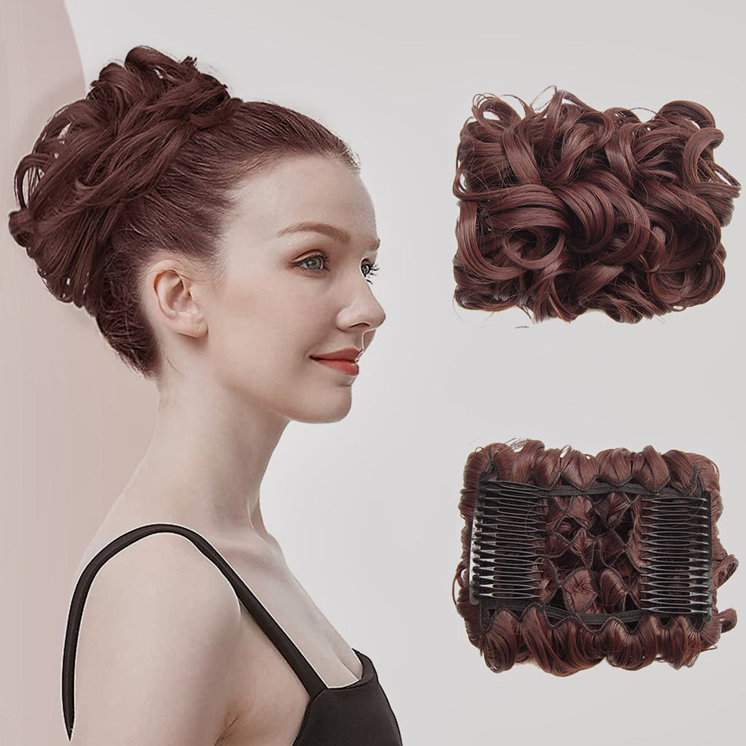 Göndör konty nagy hajrész | rendezetlen messy bun gumiszalaggal | azonnal több volumen másodpercek alatt | 2 darabos csomag