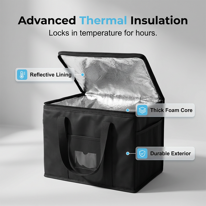 Isolierte Kühltasche | Wasserabweisende Thermotasche mit großem Stauraum für Einkäufe, Ausflüge und Catering