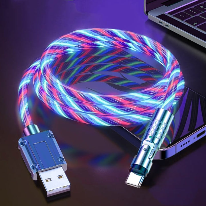 Câble de charge rapide avec effet lumineux LED | Connecteur pivotant à 540° | Câble USB avec charge rapide