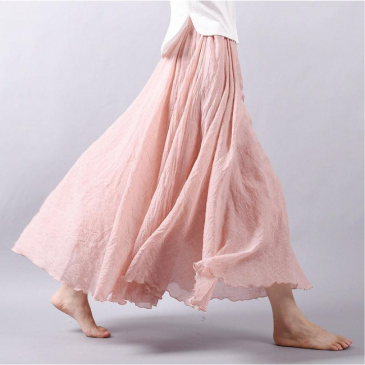 Jupe plissée bohème pour femmes | Lâche et fluide | Taille haute, légère et respirante pour été et loisirs
